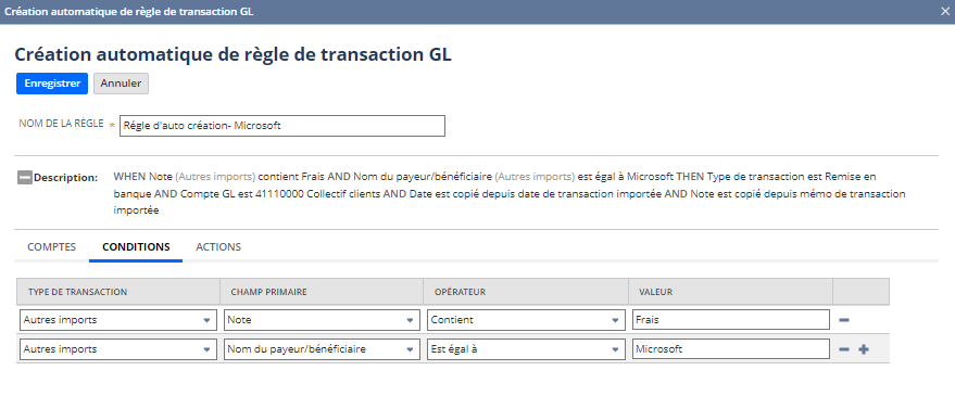 Création automatique de règle de transaction GL | NetSuite Release 2020.2