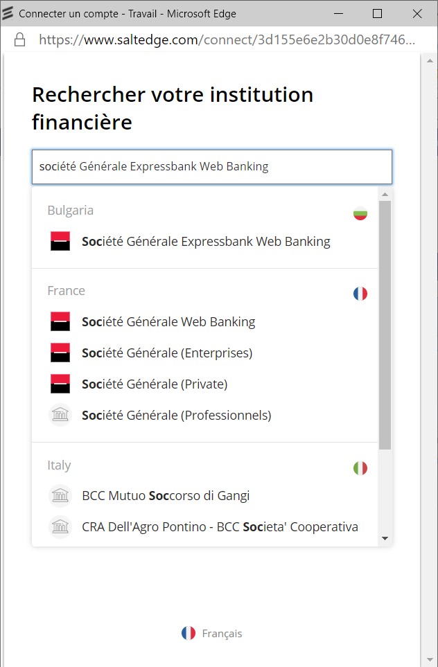 Rechercher votre institution financière